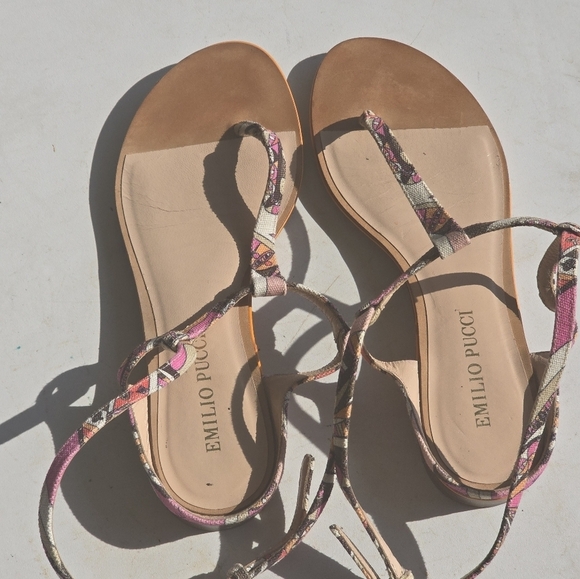 Emilio Pucci Leather Sandals Sz 36 (6) Women Colorful Italy Luxury Rare - Picture 12 of 12